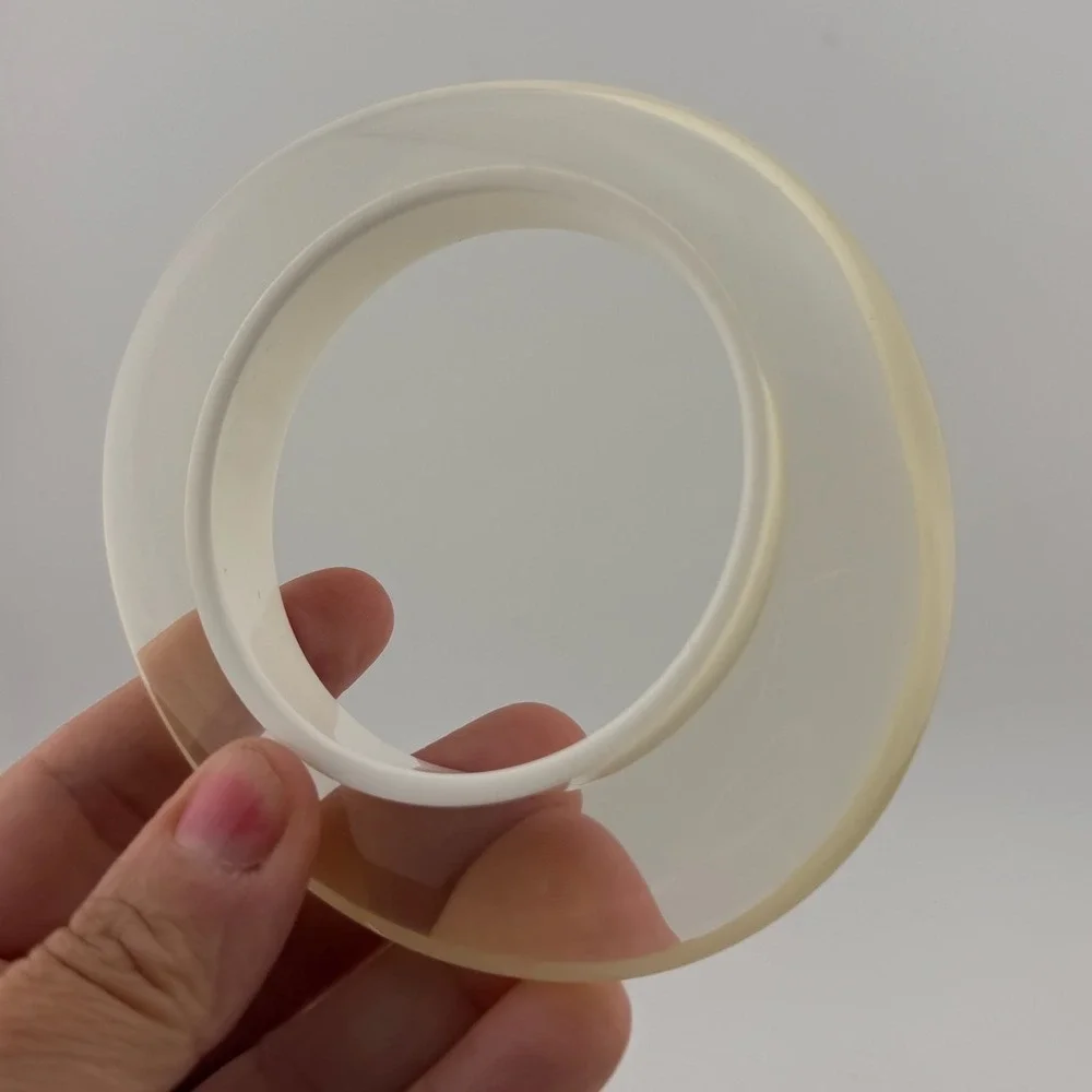 Large Chunky Cream Bangle Bracelet Clear Layered Resin Mod Style